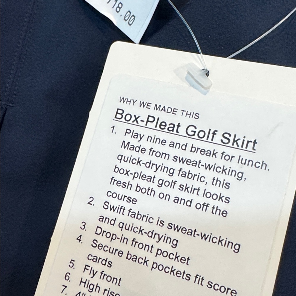 Lululemon Box-Pleat High-Rise Golf Skirt, NWT, True Navy - Picture 6 of 6